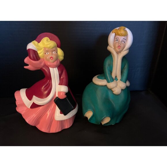 Vintage 1970’s Atlantic Mold Christmas Carolers 9” Hand Painted Ceramic - Picture 1 of 8